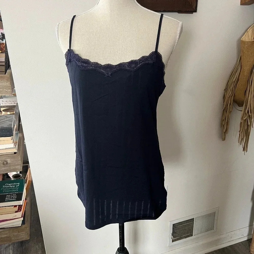 CALIDA Navy Tank with Lace Detail Adjustable Straps L